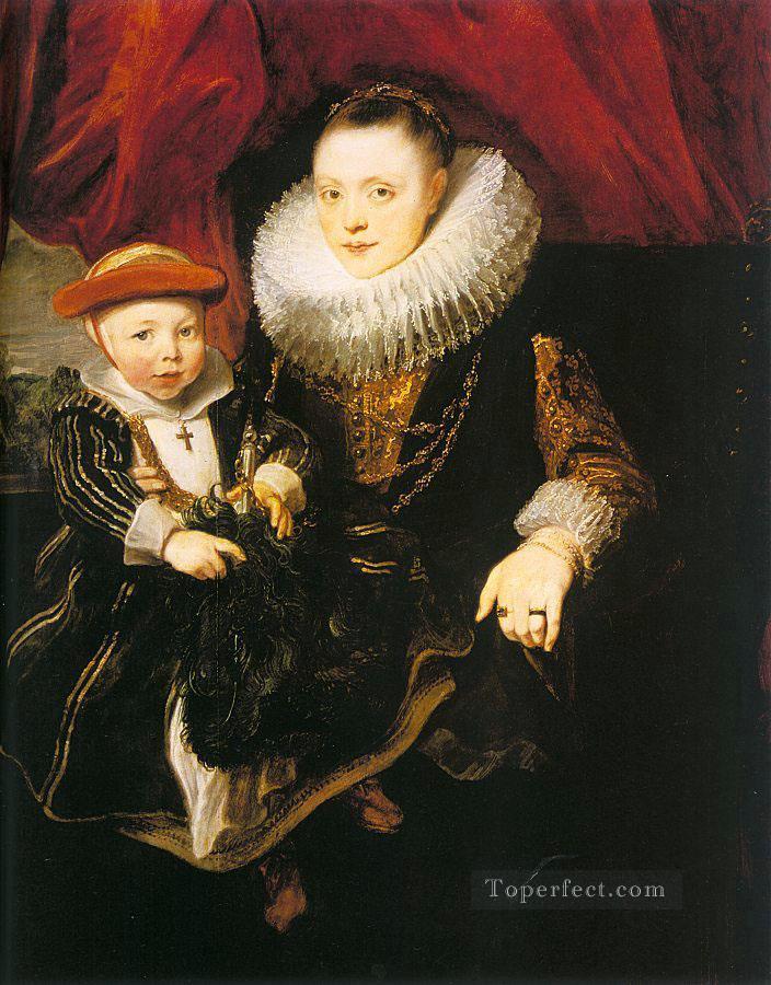 Mujer joven con un niño, pintor de la corte barroca Anthony van Dyck Pintura al óleo